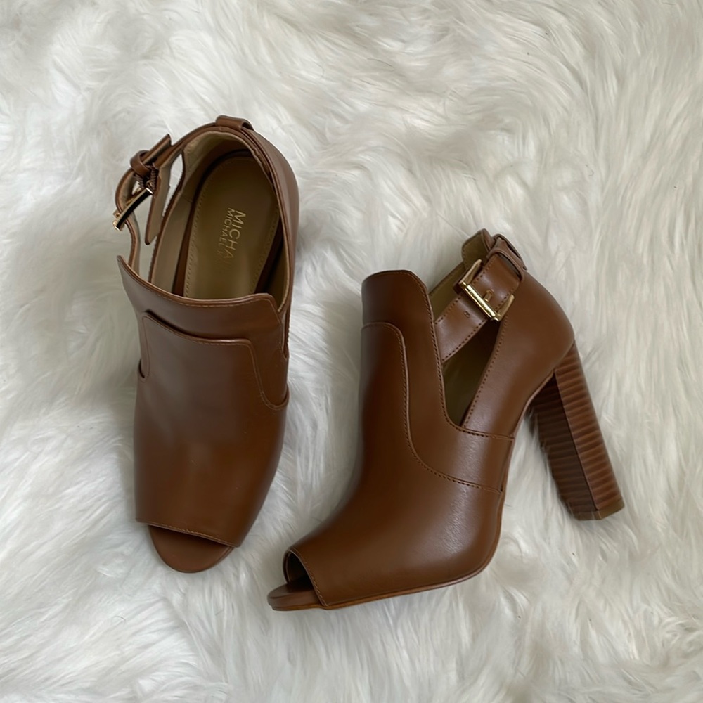 MK peep toe ankle booties